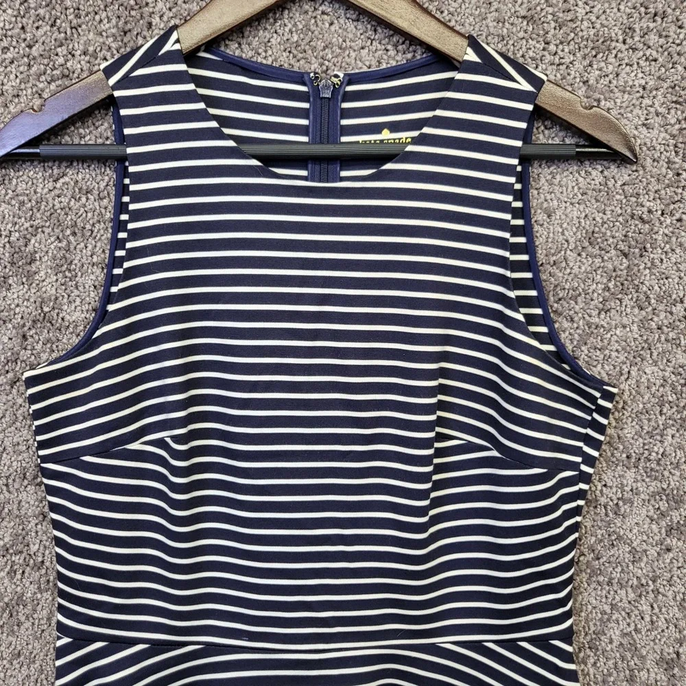 Kate Spade Fit and Flare Dress Womens 4 Navy White Striped Excellent NJMU8912